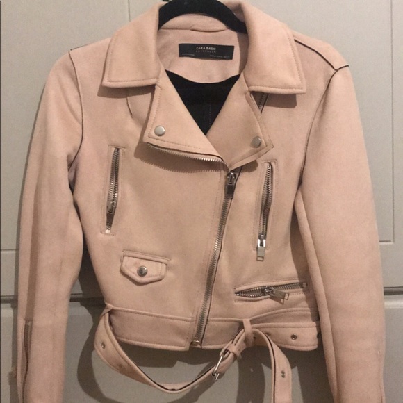 ZARA LIGHT PINK CROPPED MOTO JACKET - Picture 5 of 6